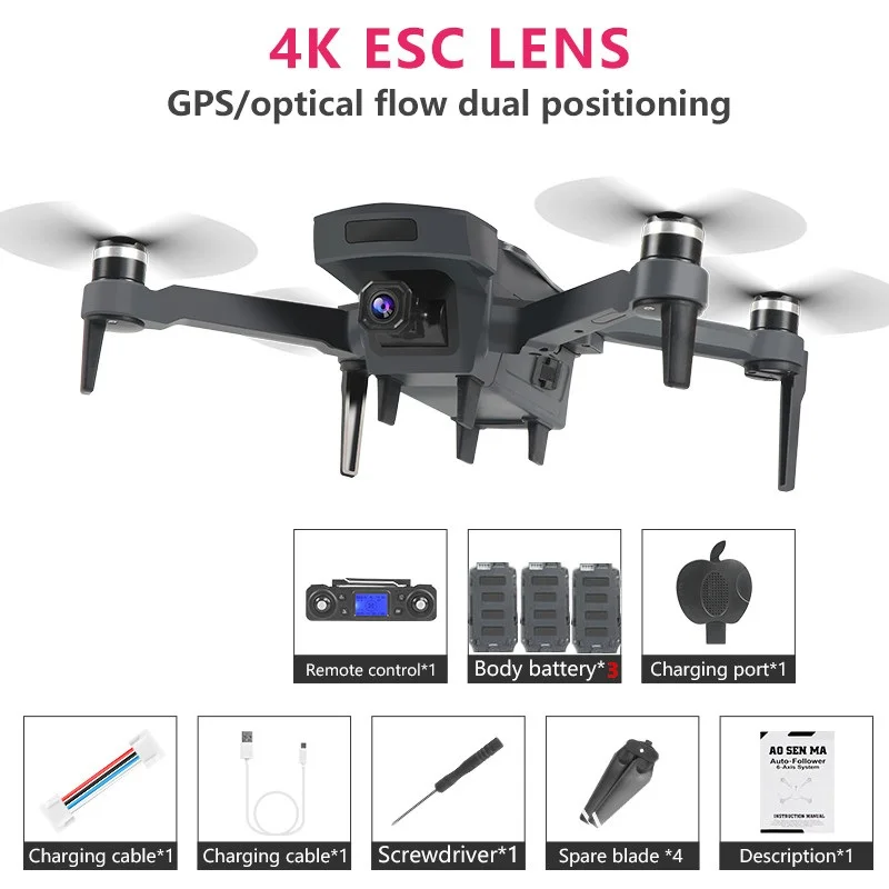 K20 gps бесщеточный Дрон 5G FPV Дрон с 4K HD Gimbal камерой Профессиональный Дрон Квадрокоптер 1800 м RC расстояние RC вертолет - Цвет: Gray Drone 3 battery