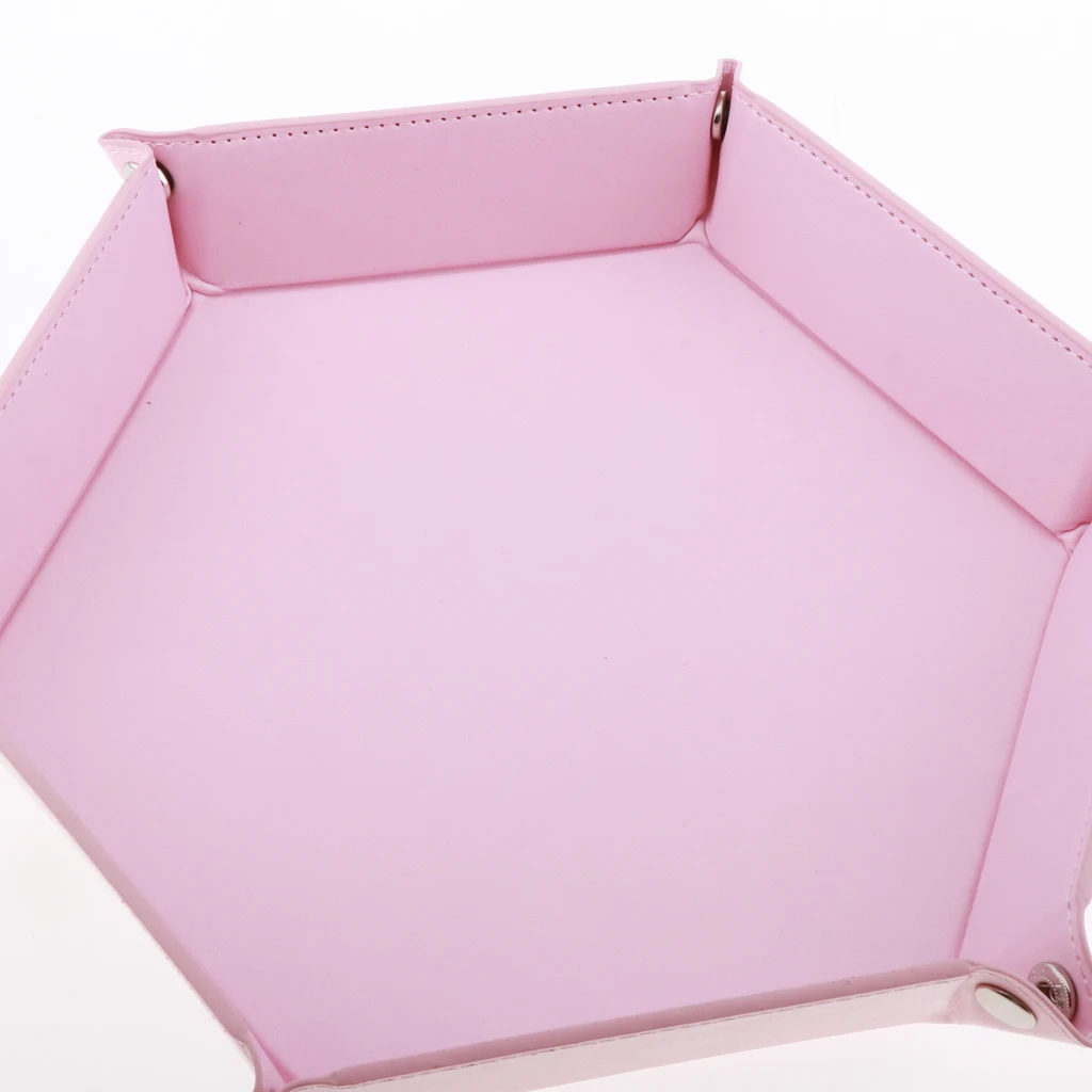Dice Holder PU Leather Folding Hexagon Tray for RPG, DND and Other Table Games