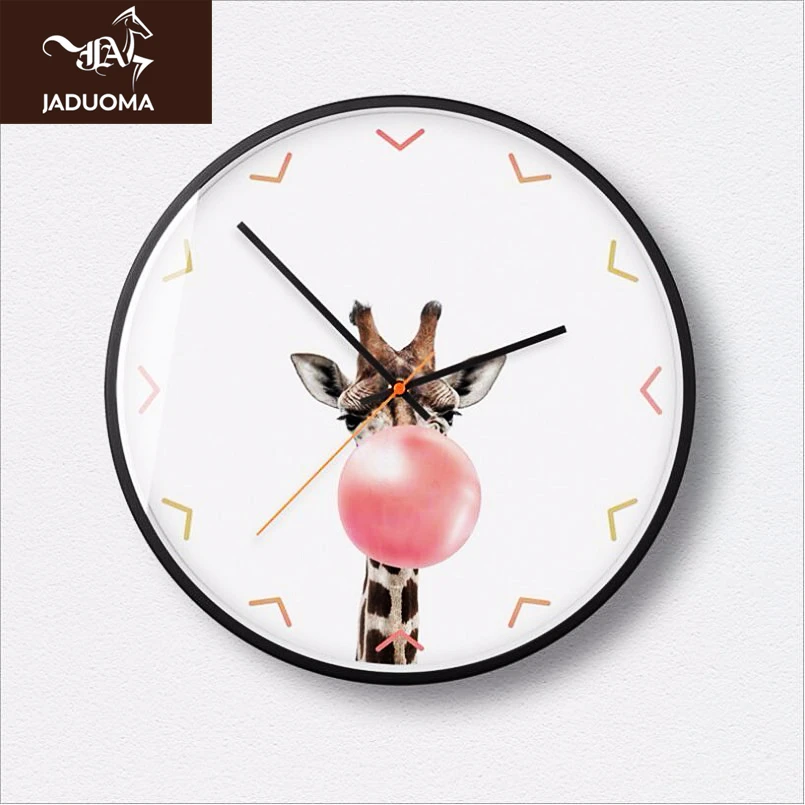 JADUOMA Wall Clock 3D Giraffe Nordic Watch Art Large Size Mute Quartz Movement Creative Modern Design For Home | Дом и сад