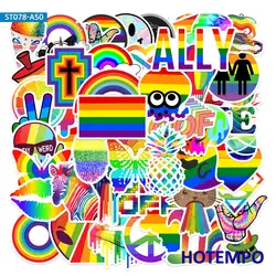 Autocollants dessin animé arc en ciel colorés, 50 pièces, paquet d'autocollants pour bricolage, téléphone, ordinateur portable, valise, Skateboard, voiture 