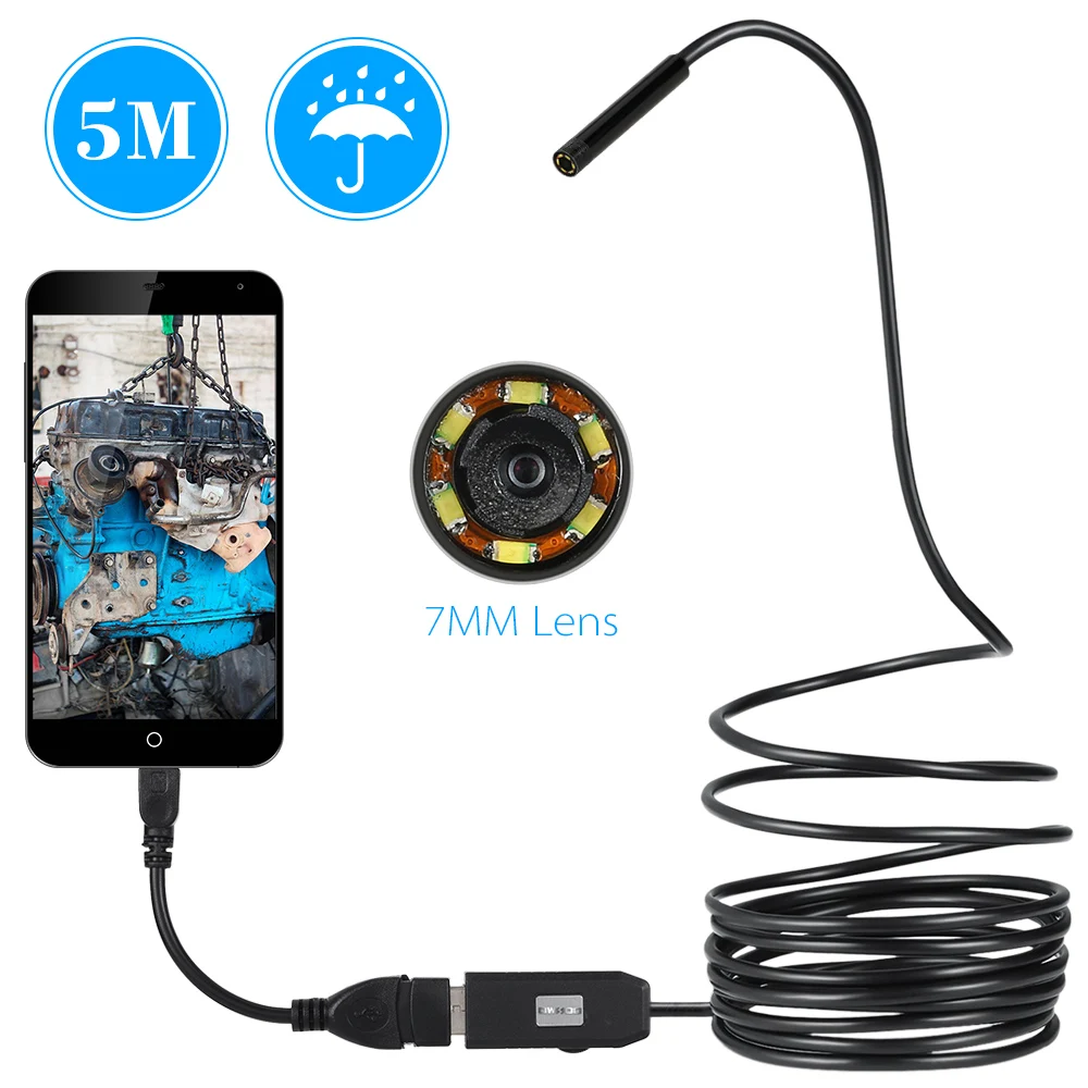 7mm with Side Audition Borescope 2MP Type-C To USB Adapter Durable Endoscope 