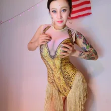 Костюмы для джазовых танцев, Женское боди с кисточками, сексуальная одежда для выступлений на шесте, стразы, комбинезон, Dj Ds Gogo Rave, наряд DC3486