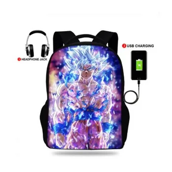 

USB Charging Dragon Ball Print Backpack For Teens Student Bookbags Back to School Travel Gift Bag Men Boys Bagpack