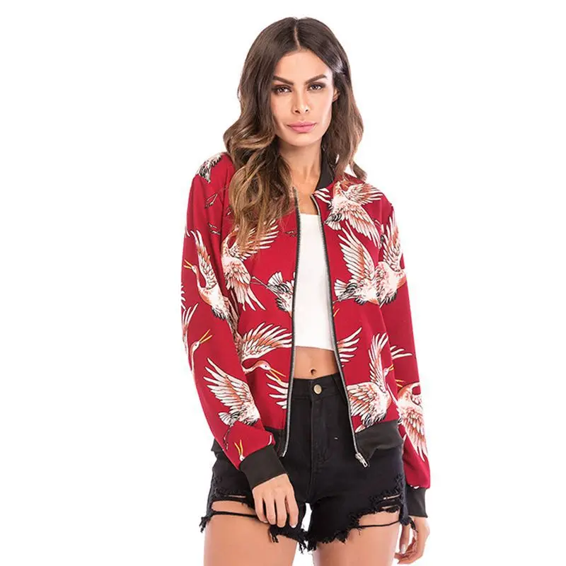 

Spring fashion new fashion printed bomber 2020 Europe and America long sleeve zipper jacket coat women jeans jacket women