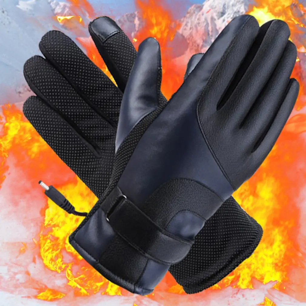 

Winter Electric Heated Gloves Windproof Cycling Warm Heating Touch Screen Skiing Gloves USB Powered Heated Gloves For Men Women
