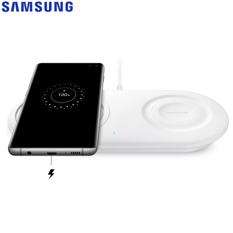 Samsung Оригинальное Беспроводное зарядное устройство Duo Pad EP-P5200 для Galay S10 S10+ S10 S9 S8 Note10 Note 9 Note8 gear S3 iPhone Xs Mi9 Mix 2s