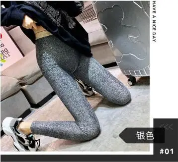 Blingbling, женские Леггинсы пуш-ап, высокая талия, блестки, модные, стрейч, шелк, сексуальные, обтягивающие, для тренировок, леггинсы, Леггинсы, Mujer Leginsy - Цвет: silver leggings