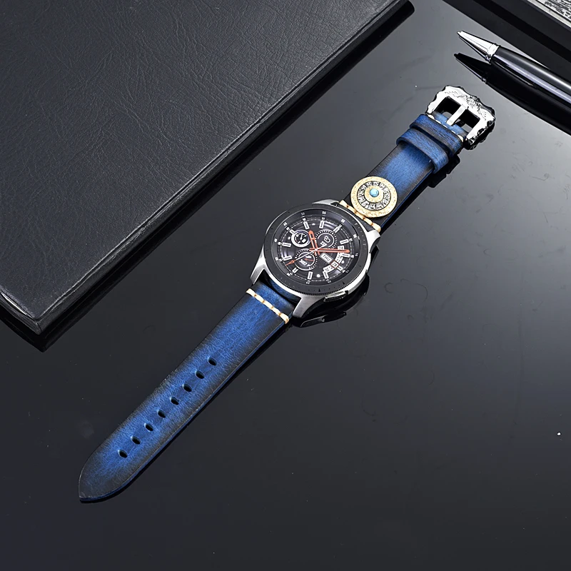 SIKAI винтажный кожаный ремешок для часов Huami Amazfit GTR 46 мм часы китайский стиль часы ремешок с поворотным компасом для HUAWEI GT