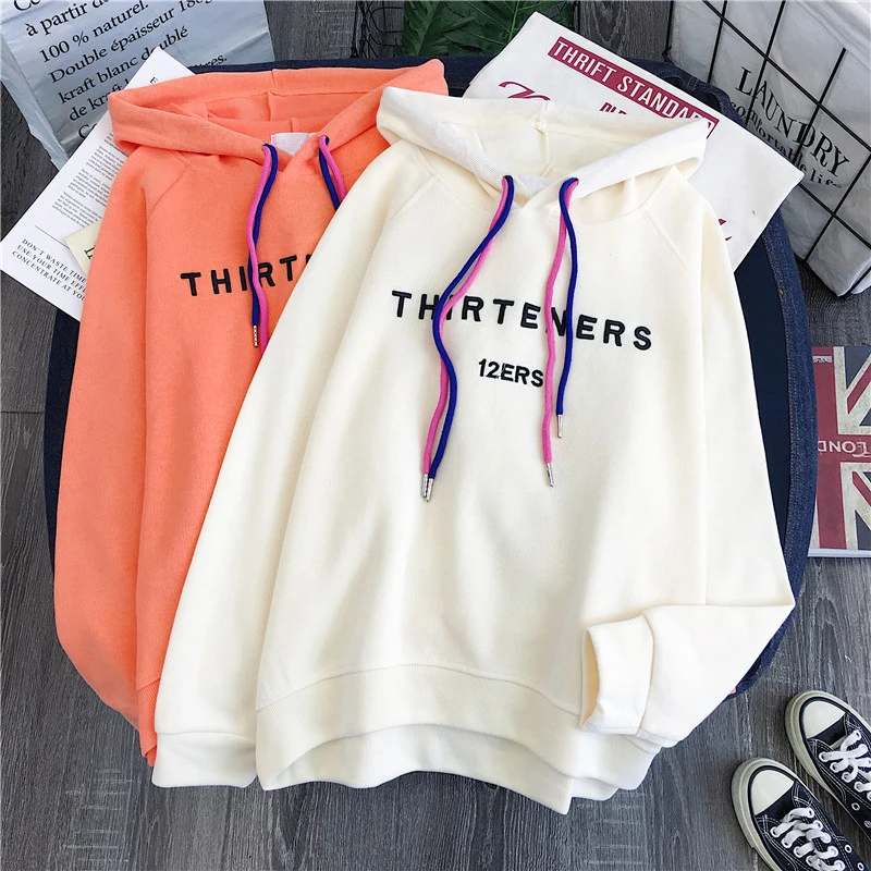

Sweatshirt Hooded Women Winter Ladies Letter Embroidered Womens Hoodies Spring Student Loose Korean Casual Loose Pullover