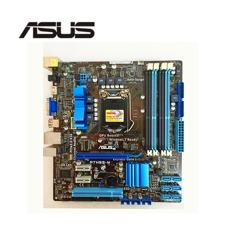 Для ASUS P7H55 M материнская плата LGA 1156 DDR3 16 ГБ для Intel H55 десктопная SATA II PCI E X16 б/у AMI