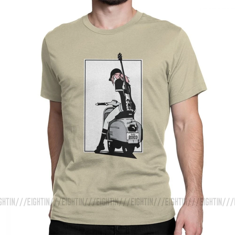 Haruko Vespa футболка мужские футболки с короткими рукавами классные футболки с круглым вырезом из чистого хлопка топы подарок на день рождения футболки - Цвет: Хаки