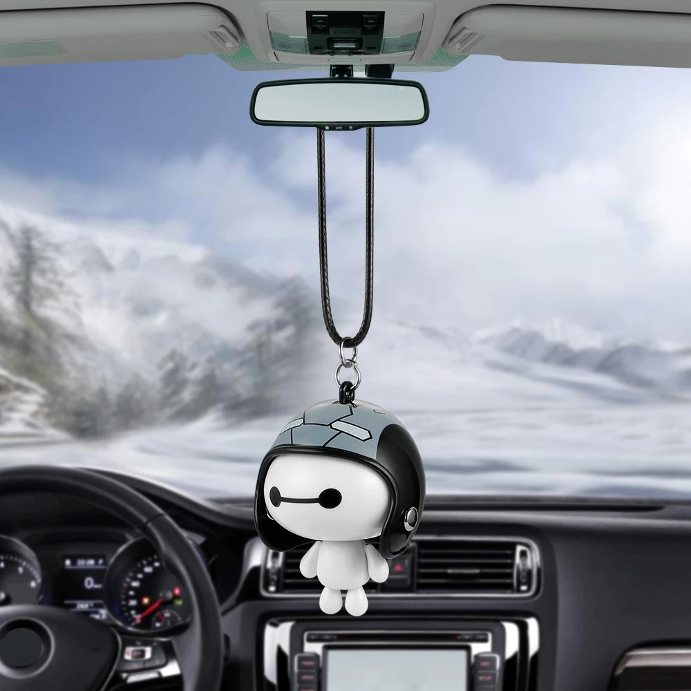 Car Pendant Cute Helmet Baymax Robot Doll Hanging Ornaments Automobiles Rearview Mirror Suspension Decoration Accessories Gifts Car Pendant Rearview Mirror Ornamentscar Mirror Hanging Ornaments Aliexpress