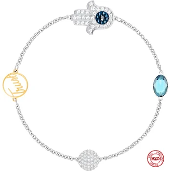 

2020 New Fashion Charm Pure 925 Silver Original 1:1 Copy, Lucky Hand Letter Fashion Wild Bracelet Female Luxury Jewelry Gifts