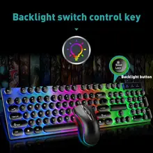 

D290 Colorful LED Backlight Wired 104 Keys Mechanical Keyboard Mouse Set for PC