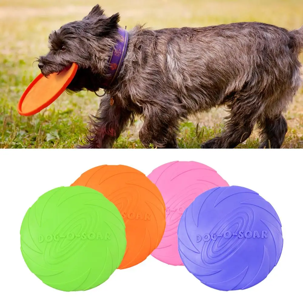 Discos de juguete voladores para perros medianos y grandes, juguetes interactivos de goma suave para morder, productos para entrenamiento de mascotas, platillo volador