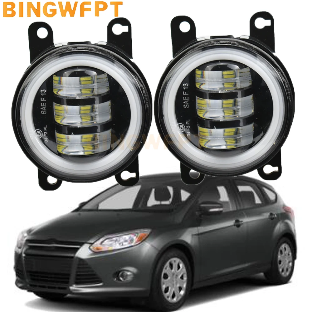 2PCS Car LED Fog Light Angel Eye Daytime Running Lights Fog Lamp DRL