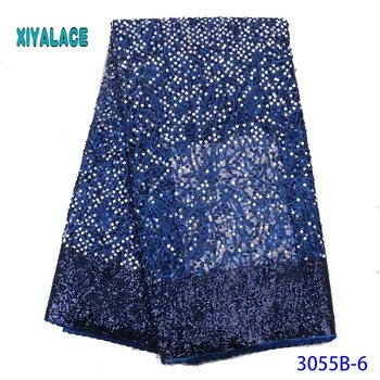 

African Lace Fabric With Latest Color 2019 High Quality French Tulle Lace Sequins Lace Fabric For Woman Dresses YA3055B-6