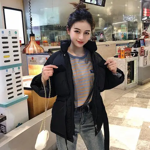 Zqlz Parkas Mujer короткая зимняя куртка Женская Толстая теплая пуховая хлопковая стеганая парка с капюшоном Женское пальто плюс размер пальто - Цвет: Черный