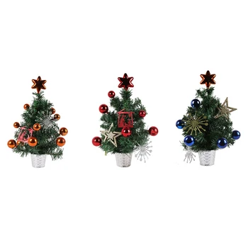 

2 Pcs 35cmPVC Potted Tree Christmas Ornaments Decoration Shopping Mall Counter Desktop Small Potted Tree