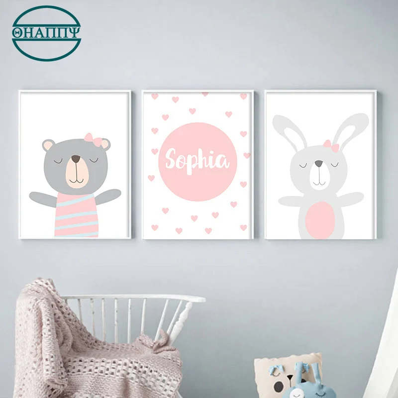

Cartoon Animal Canvas Painting Nursery Poster and Prints Home Decor Nordic Baby Girl Room Decoration Pictures Unframed