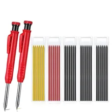 Crayon de menuisier solide pour Construction, avec 31 recharges, aiguiseur intégré, crayon mécanique à Long nez, 2 pièces