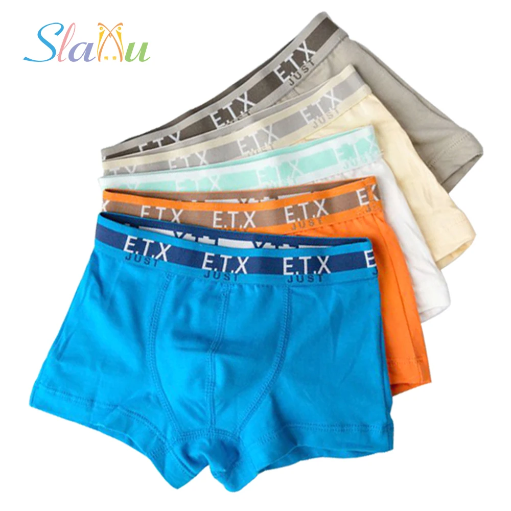 5 Pcs/lot Kids Boys Underwear Soft Cotton Comfortable Pure Color Children's Boy Boxer 2 16Y