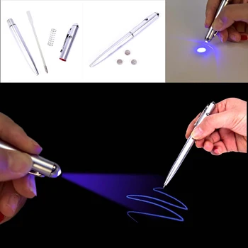 

13cm Creative Magic LED UV Light Ballpoint Pen with Invisible Ink Secret Spy Pen For Gifts School Office Supplies