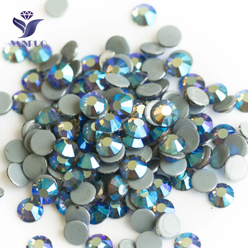 Black Diamond AB YANRUO 2058 Стразы для приклеивания клея приклеиваемые с одной стороны для горячей фиксации рукоделие термо Стразы для одежды - Цвет: Black Diamond AB
