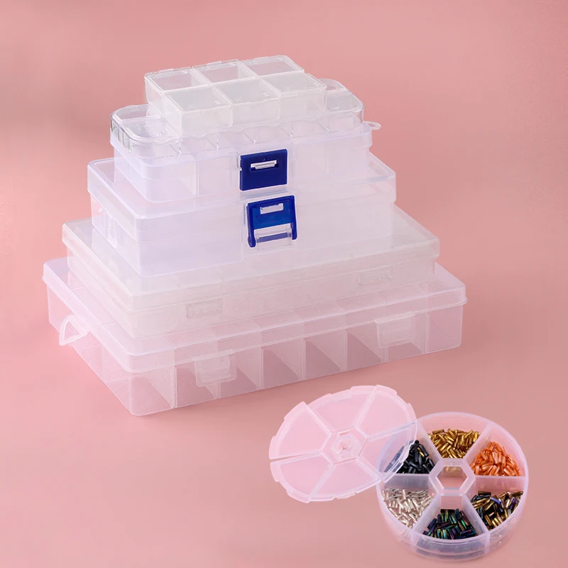 

1-28 Grids Compartment Plastic Storage Box Jewelry Bead Case Display Organizer Container