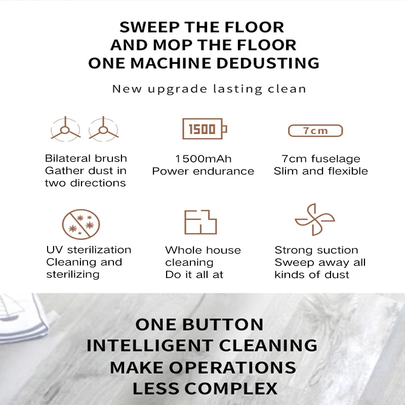 Automatischer Roboterstaubsauger Kabelloser Kehrstaubsauger Trocken-Nass-Reinigungs-Lade-Smart-Staubsauger für Zuhause_voghion.com
