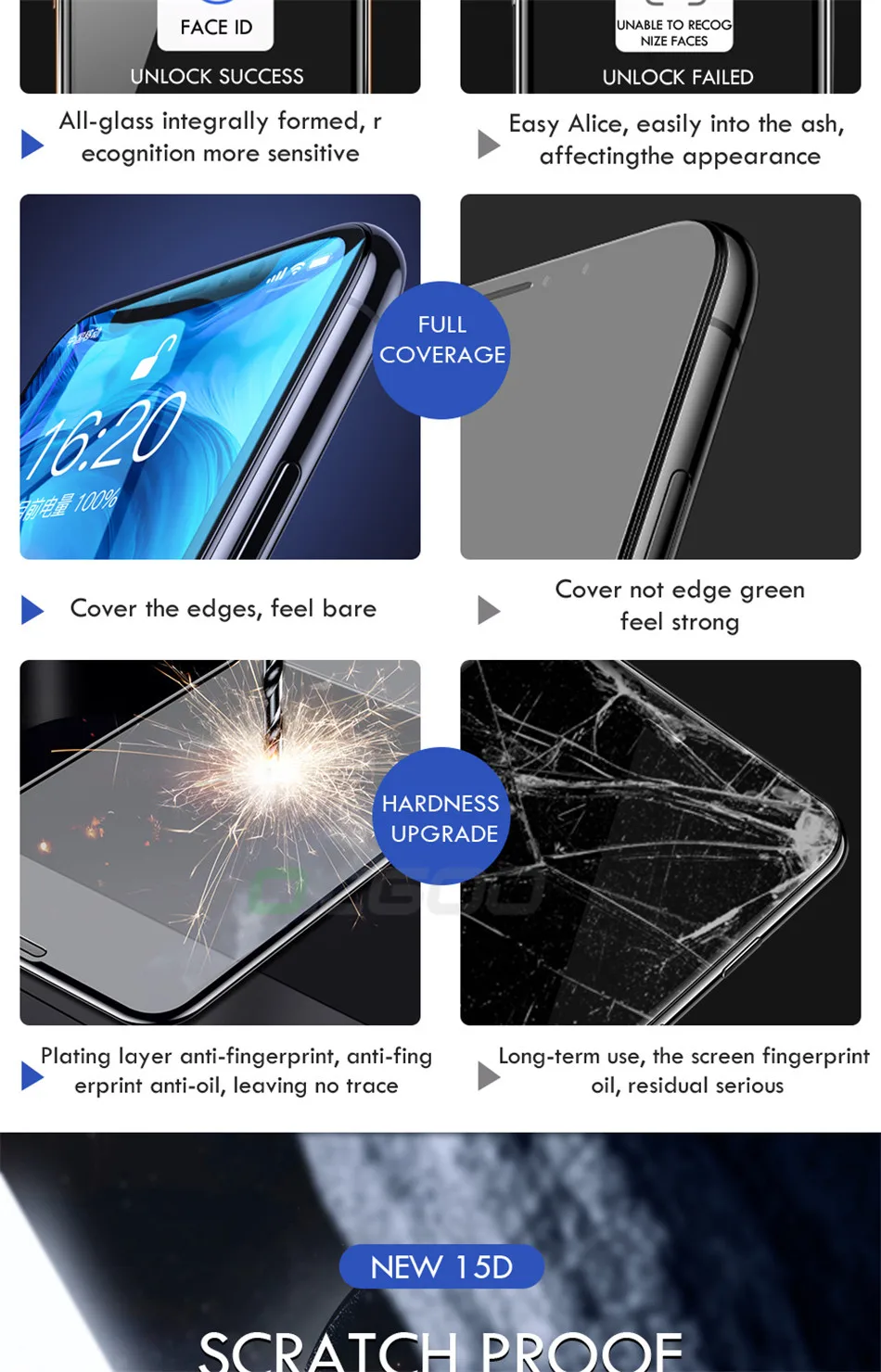 15D полное защитное закаленное стекло для iphone 6 7 6s 8 Plus X XS Max XR Защитное стекло для экрана для iphone 11 Pro Max 7 6s стекло