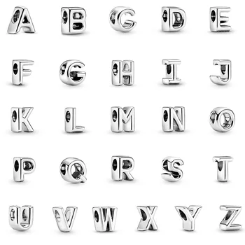 

Silver Color Beads Charms Letter A - Letter Z 26 Alphabet Beads For Women Original Pandora Charm Bracelet