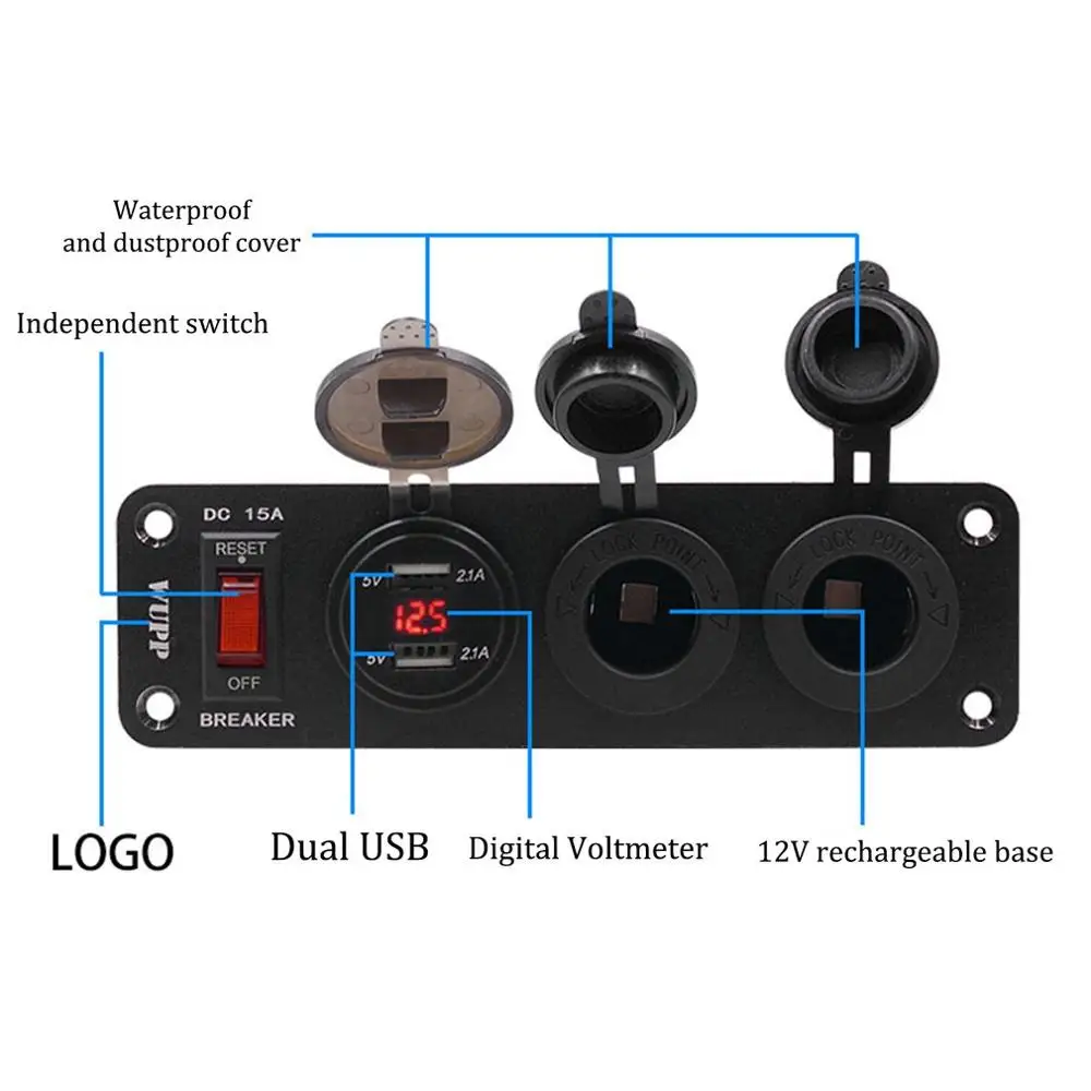 4 в 1 переключатель панели двойной USB быстрая зарядка дисплей цифрового вольтметра двойной Прикуриватель разъем для авто яхты