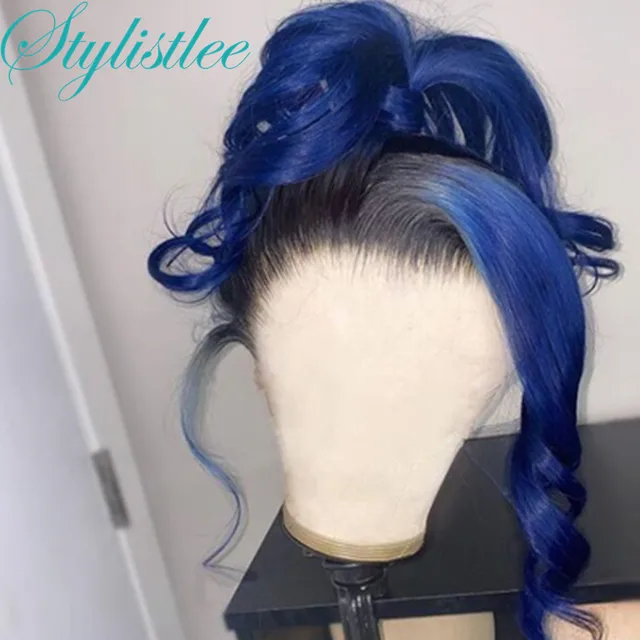 Blue Wig Body Wave13x4 Lace Frontal Wig For Women Colored Ombre Human Hair Wigs Brazilian Loose Wave Lace Front Wig Body Femme 1