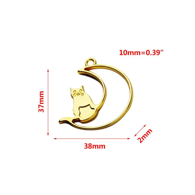 5 шт. Луна кошка металлическая рамка Подвески кулон гнездовая оправа кабошон УФ Смола эпоксидные украшения ожерелье DIY Шарм аксессуары