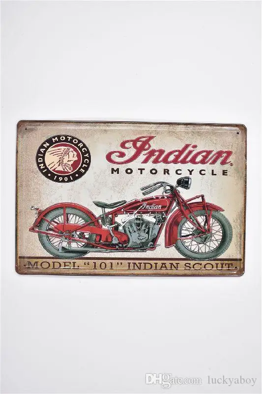 Indian Motorcycle Vintage 3D Embossed Rustic Home Bar Pub Hotel Restaurant Coffee Shop home Metal Retro Tin Sign | Дом и сад