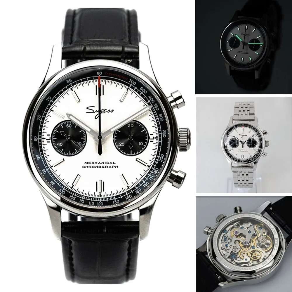 Мужские часы с хронографом пилот лебедем и сапфировым стеклом Металлический