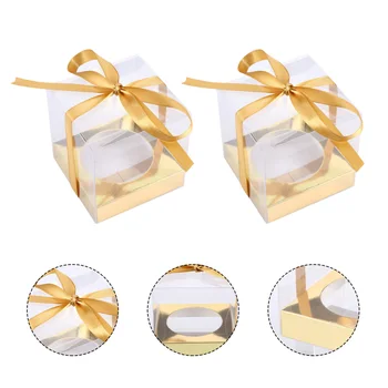

12pcs PVC Transparent Durable Practical Cake Boxes Dessert Containers Dessert Boxes Packaging Boxes for Storage Banquets