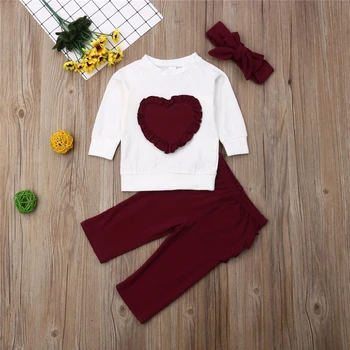 

Baby Girl Clothes Fall 2019 Baby Kids Newborn Casual Long Sleeve T-shirt Tops+Long Pants Headband Outfits Baby Girl Clothing Set