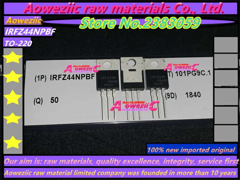 Aoweziic+ 10 шт. новые импортные оригинальные IRFZ44NPBF IRFZ44N IRFZ44 TO-220 полевой эффект МОП-транзисторы MOSFT 55 в 41A