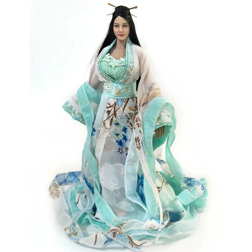 

1/6 Han Clothing Green Ancient Style Dress Model Fit 12'' PH Female Action Figure Body