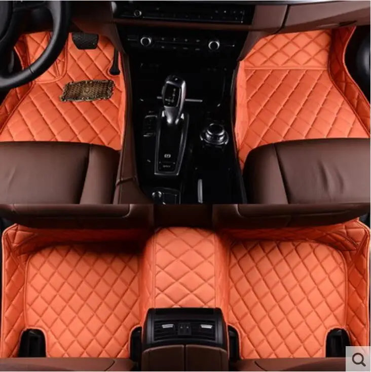 Авто коврики для Audi A5 S5 RS5 2008- ноги ковры Шаг Коврик высокое качество вышивка кожа провода катушки 2 слоя - Название цвета: Оранжевый