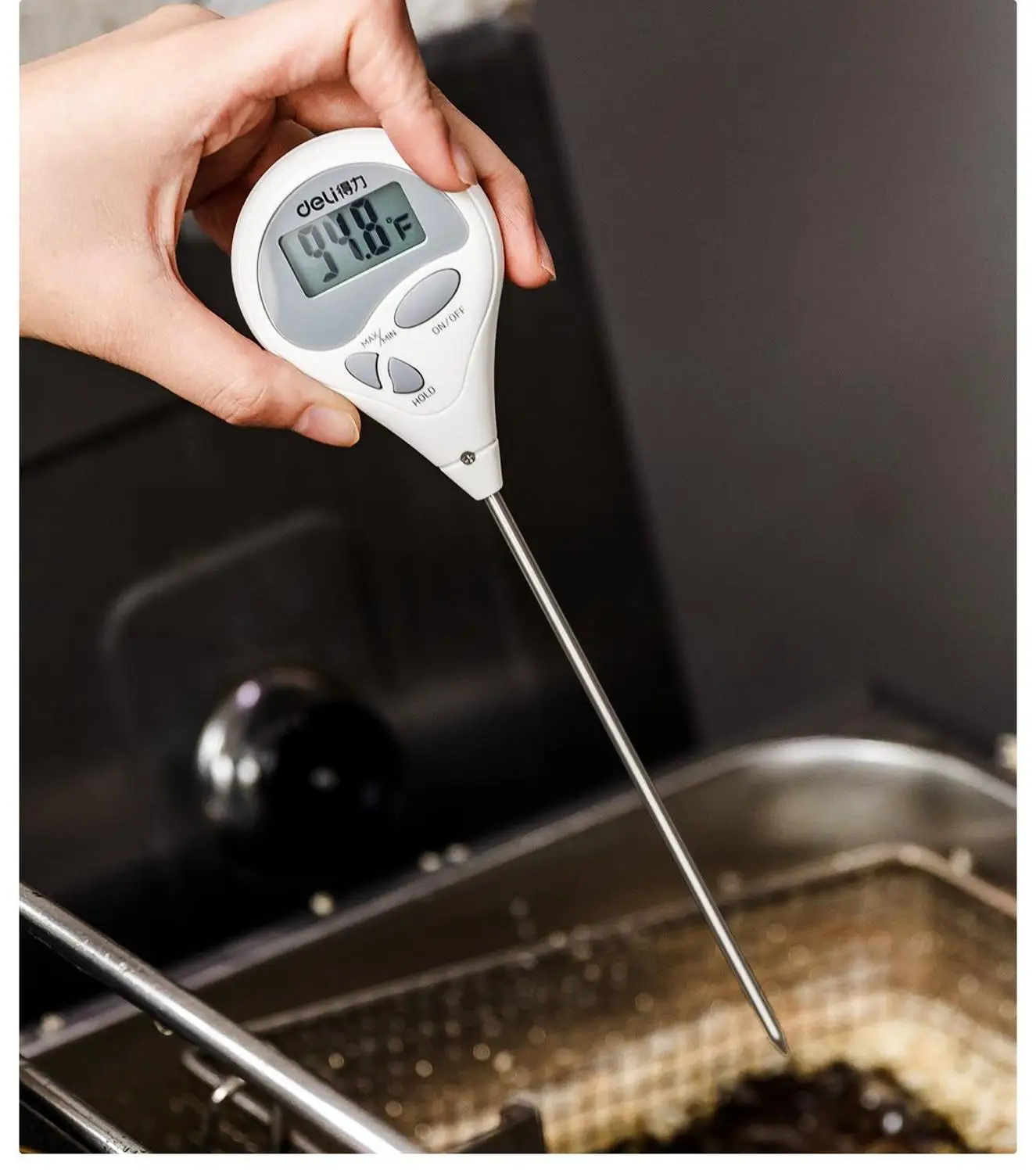 Xiaomi Deli Electronic pen LCD Digital display test thermometer hygrometer Stainless steel description image 2