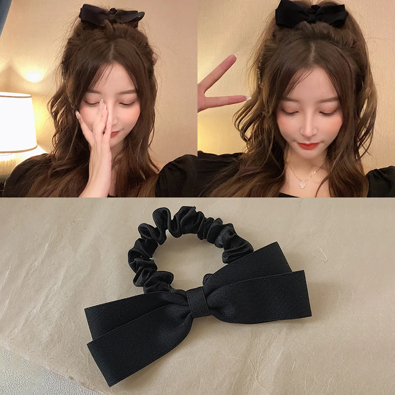 Sweet and cute bow hair ring South Korea Dongdaemun net red ins Sen tie tie head rubber band commuter headwear hair clip ins