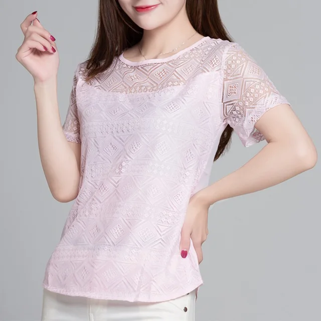 Nouveaux vêtements en mousseline de soie pour femmes, chemisier en dentelle Crochet chemises coréennes pour dames Blusas Tops chemise blanche Blouses slim fit Tops 1