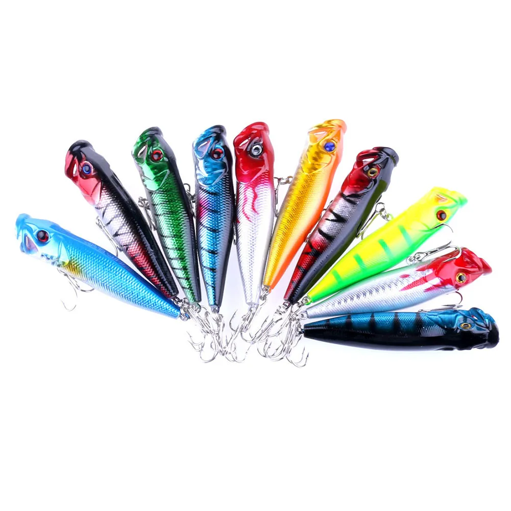 10 Pcs 9cm 11g Popper Fishing Lures Crankbaits Hard Baits Tackle