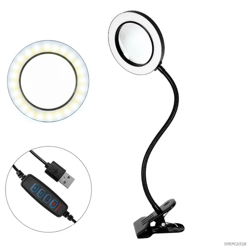 Optical Glass Lens Magnifying Lamp Metal Gooseneck 3 Color Modes 10X Magnification 6.30" Aluminum Alloy Frame Wholesales | Инструменты