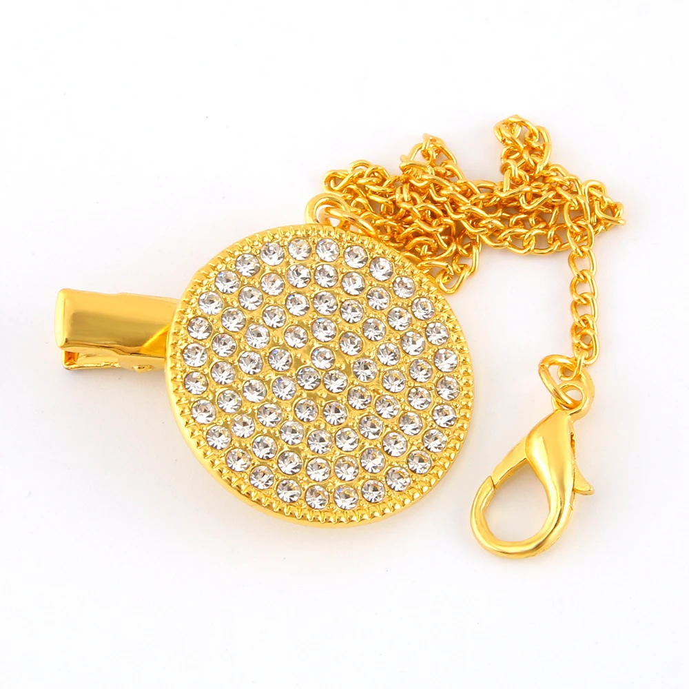 Handmade Bling Bling Pacifier Clip Pacifier Chain Holder Dummy Clip Metal Chain For Infant Baby Feeding