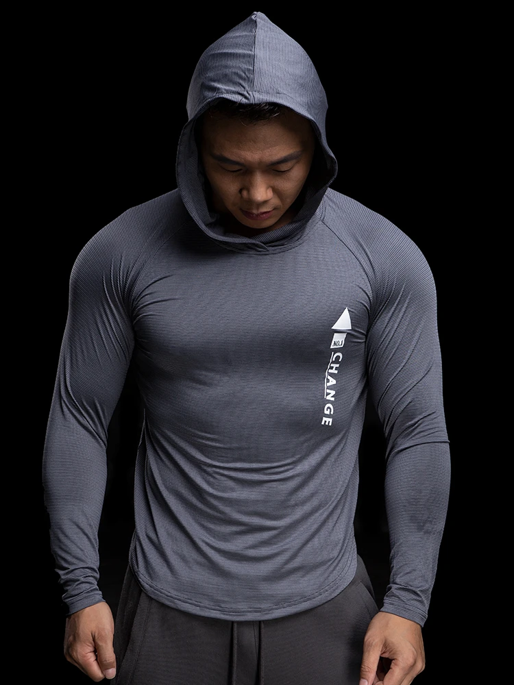 Chaqueta de manga larga para hombre, sudaderas ajustadas con capucha para entrenamiento en el gimnasio, deportiva de alta calidad para culturismo|Camisetas para correr| - AliExpress