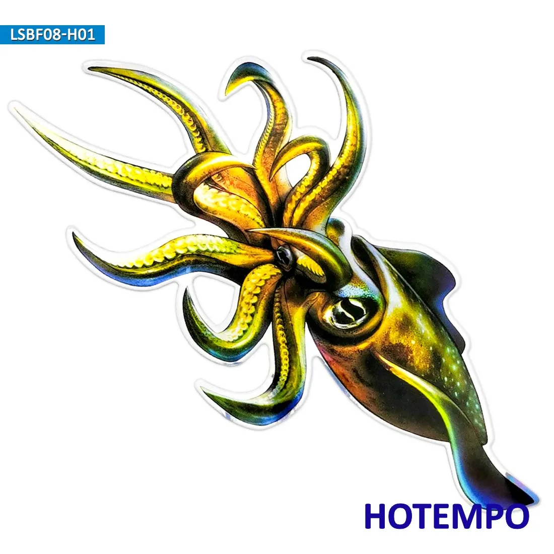 20cm 레이저 플래시 거대한 오징어 Architeuthis Inkfish 큰 바다 물고기 방수 스티커 어부 보트 오토바이 자동차 스티커